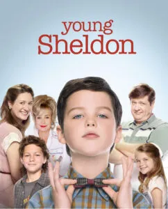 A young sheldon poster with the cast of the show.