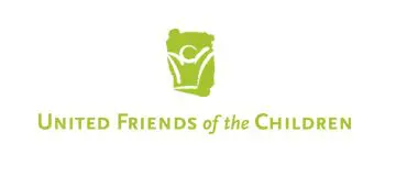 A green logo of friends of the children